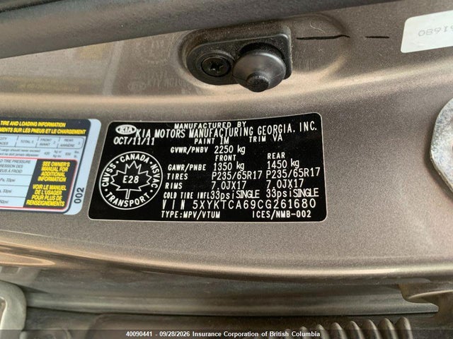 Продажа на аукционе авто 2012 Kia Sorento Lx, vin: 5XYKTCA69CG261680, номер лота: 40090441