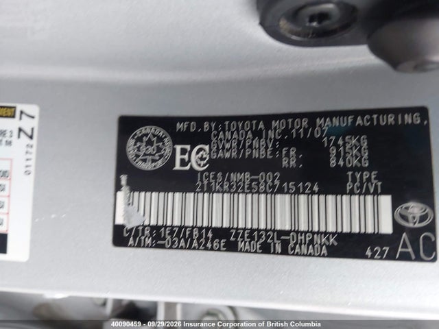 Aukcja sprzedaży 2008 Toyota Corolla Matrix Xr, vin: 2T1KR32E58C715124, numer aukcji: 40090459
