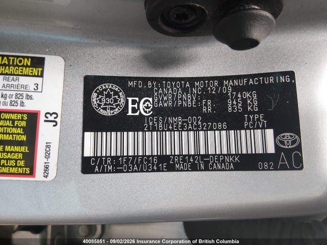 Aukcja sprzedaży 2010 Toyota Corolla S/le/xle, vin: 2T1BU4EE3AC327086, numer aukcji: 40085851