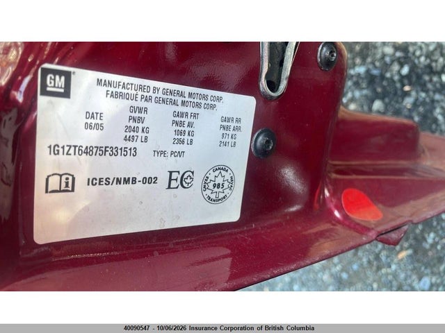 40090547 :رقم المزاد ، 1G1ZT64875F331513 vin ، 2005 Chevrolet Malibu Maxx Ls مزاد بيع