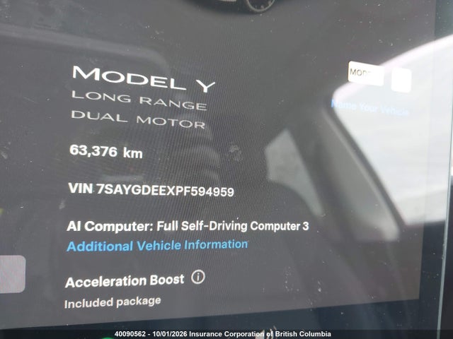 Aukcja sprzedaży 2023 Tesla Model Y, vin: 7SAYGDEEXPF594959, numer aukcji: 40090562
