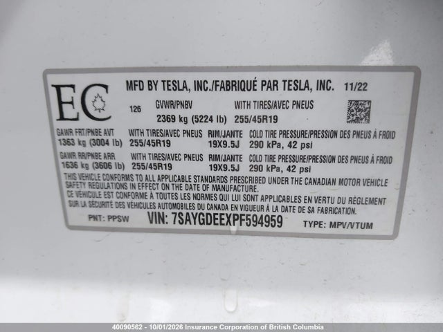 Aukcja sprzedaży 2023 Tesla Model Y, vin: 7SAYGDEEXPF594959, numer aukcji: 40090562