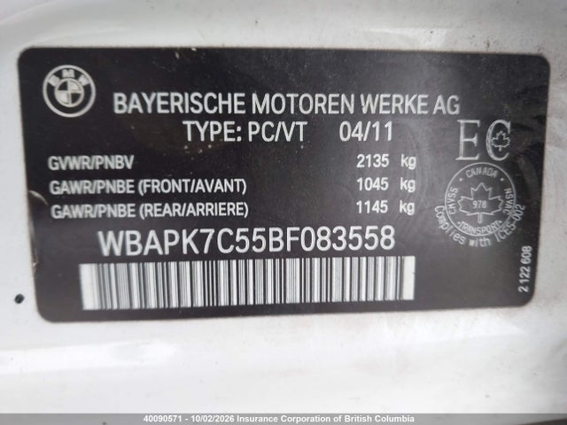 Продаж на аукціоні авто 2011 Bmw 328i, vin: WBAPK7C55BF083558, номер лоту: 40090571