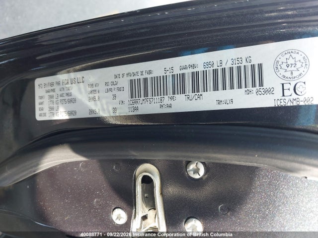 40088771 :رقم المزاد ، 1C6RR7JM7FS711187 vin ، 2015 Ram 1500 Laramie مزاد بيع