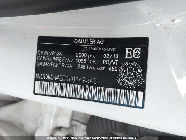 Aukcja sprzedaży 2013 Mercedes-benz B250, vin: WDDMH4EB1DJ149843, numer aukcji: 40090581