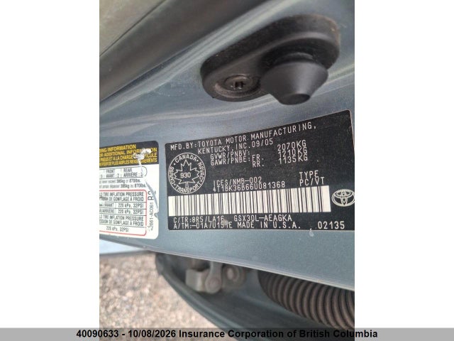 2006 Toyota Avalon Xl/xls/touring/limited მანქანა იყიდება აუქციონზე, vin: 4T1BK36B66U081368, აუქციონის ნომერი: 40090633