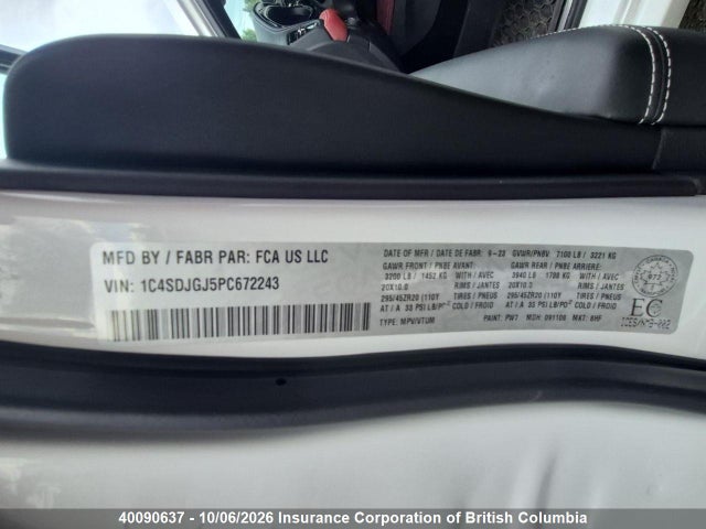 Продажа на аукционе авто 2023 Dodge Durango Srt 392 Premium, vin: 1C4SDJGJ5PC672243, номер лота: 40090637