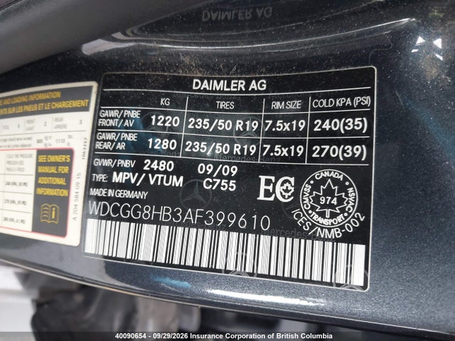 40090654 :رقم المزاد ، WDCGG8HB3AF399610 vin ، 2010 Mercedes-benz Glk 350 4matic مزاد بيع
