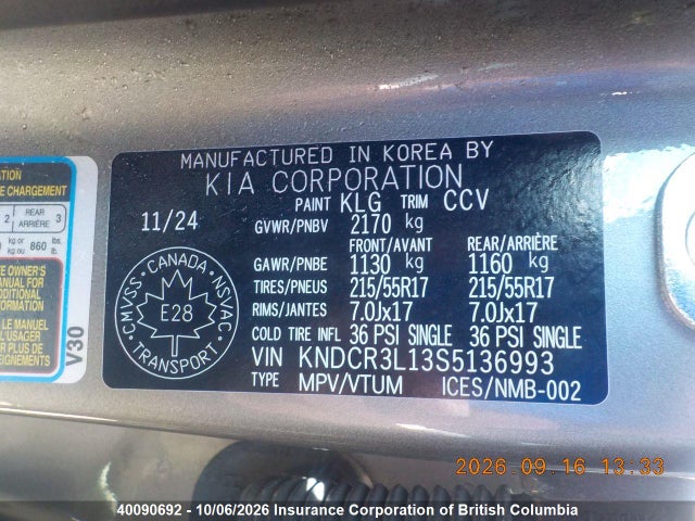 Aukcja sprzedaży 2025 Kia Niro, vin: KNDCR3L13S5136993, numer aukcji: 40090692