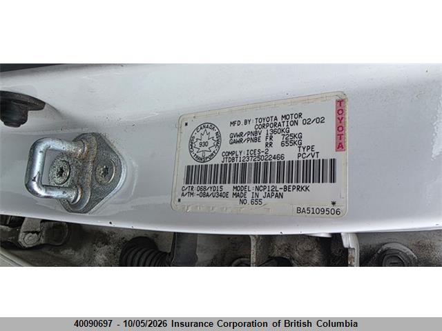 Aukcja sprzedaży 2002 Toyota Echo, vin: JTDBT123725022466, numer aukcji: 40090697