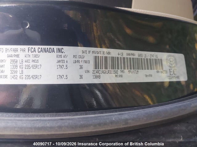 Chrysler PACIFICA L 2018 2C4RC1AG0JR311502 Image 14