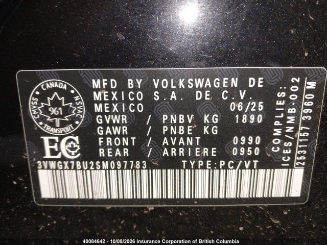 40084642 :رقم المزاد ، 3VWGX7BU2SM097783 vin ، 2025 Volkswagen Jetta Sel مزاد بيع