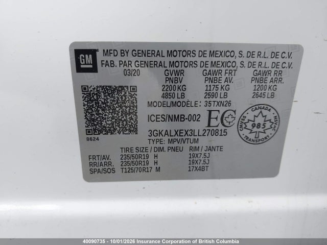 Aukcja sprzedaży 2020 Gmc Terrain Denali, vin: 3GKALXEX3LL270815, numer aukcji: 40090735
