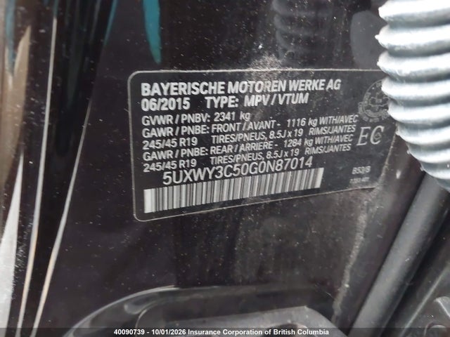 Продаж на аукціоні авто 2016 Bmw X3, vin: 5UXWY3C50G0N87014, номер лоту: 40090739