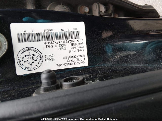 Honda Civic Touring 2015 2HGFB2F7XFH035428 Image 9