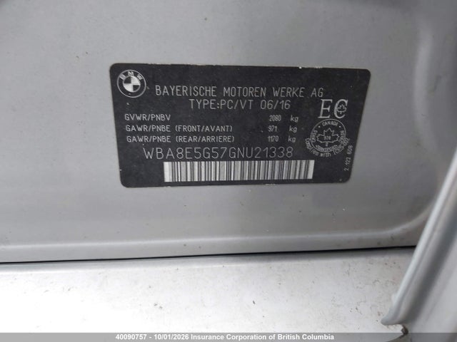 Aukcja sprzedaży 2016 Bmw 320i, vin: WBA8E5G57GNU21338, numer aukcji: 40090757