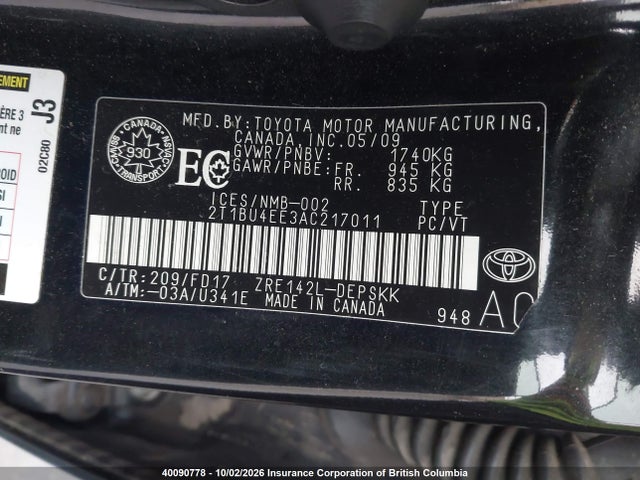 Aukcja sprzedaży 2010 Toyota Corolla S, vin: 2T1BU4EE3AC217011, numer aukcji: 40090778