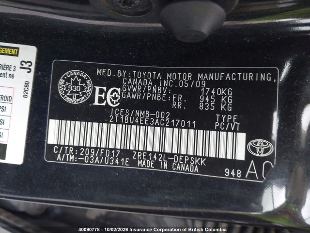 Aukcja sprzedaży 2010 Toyota Corolla S, vin: 2T1BU4EE3AC217011, numer aukcji: 40090778