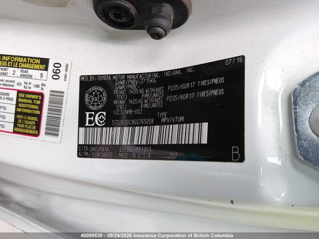 5TDZK3DC9GS765058 Toyota Sienna