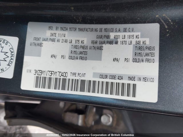 Продажа на аукционе авто 2015 Mazda 3 Touring, vin: 3MZBM1V73FM170400, номер лота: 40090595