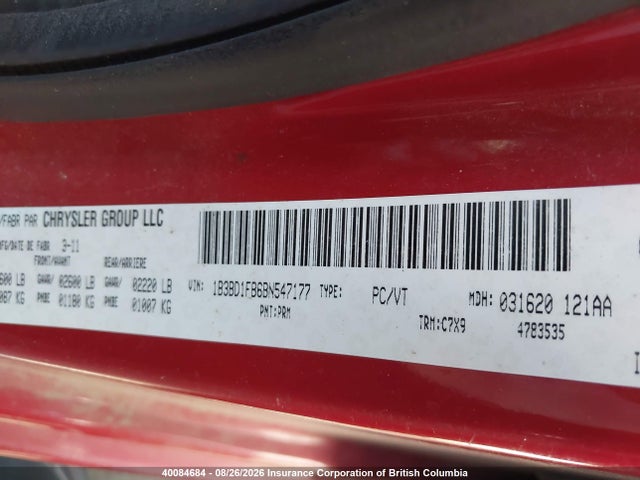Продажа на аукционе авто 2011 Dodge Avenger Mainstreet, vin: 1B3BD1FB6BN547177, номер лота: 40084684