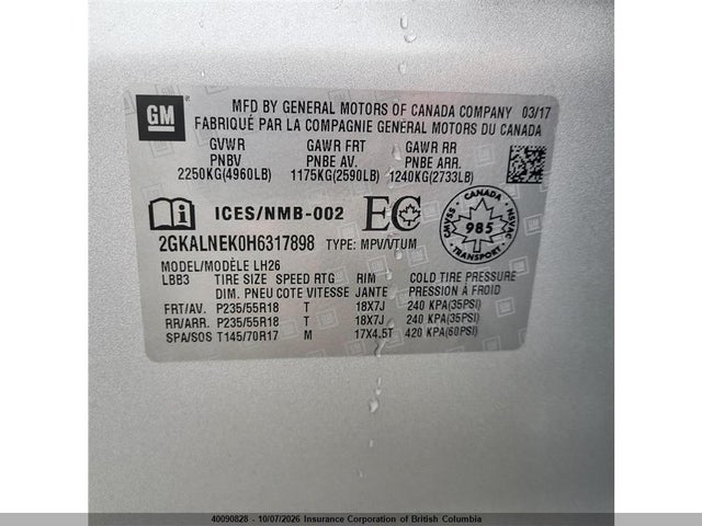Продаж на аукціоні авто 2017 Gmc Terrain Sle, vin: 2GKALNEK0H6317898, номер лоту: 40090828