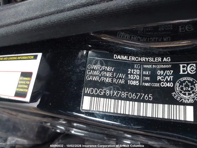 2008 Mercedes-benz C 300 4matic მანქანა იყიდება აუქციონზე, vin: WDDGF81X78F067765, აუქციონის ნომერი: 40090832