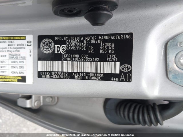 2009 Toyota Matrix Xr მანქანა იყიდება აუქციონზე, vin: 2T1KE40E59C023192, აუქციონის ნომერი: 40090846