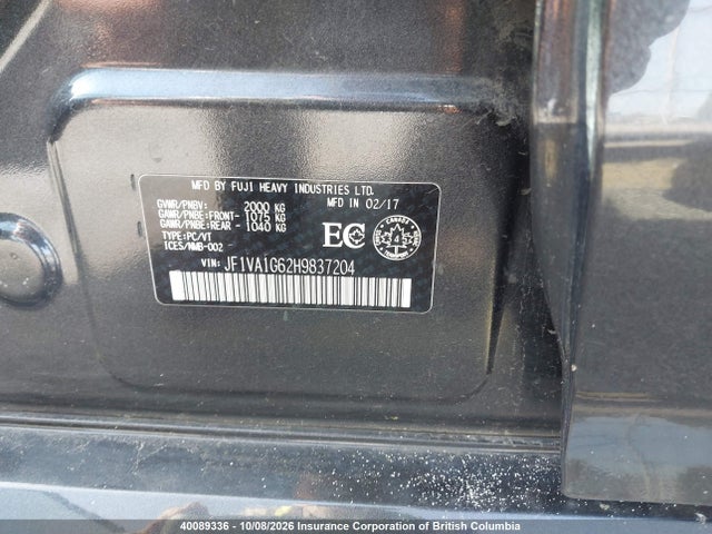 Aukcja sprzedaży 2017 Subaru Wrx Limited, vin: JF1VA1G62H9837204, numer aukcji: 40089336