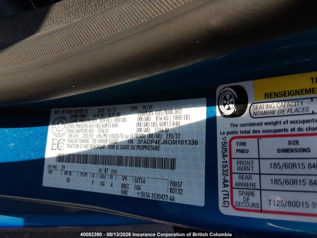 Ford FIESTA SE 2016 3FADP4EJ6GM101336 Image 9