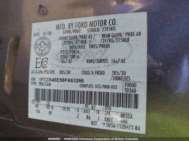 Aukcja sprzedaży 2008 Ford Ranger Fx4 Off-road/sport/xl/xlt, vin: 1FTZR45E58PA63266, numer aukcji: 40090867