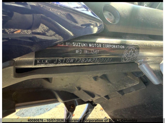 2008 Suzuki Gsf1250 Sa მანქანა იყიდება აუქციონზე, vin: JS1GW72B282100101, აუქციონის ნომერი: 40090876