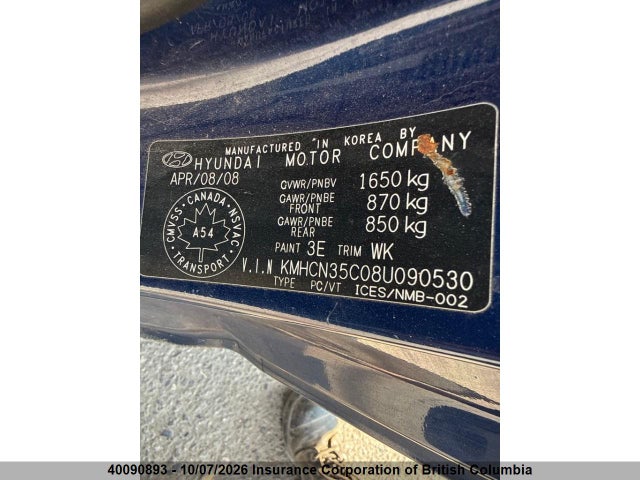 Продаж на аукціоні авто 2008 Hyundai Accent Gs, vin: KMHCN35C08U090530, номер лоту: 40090893