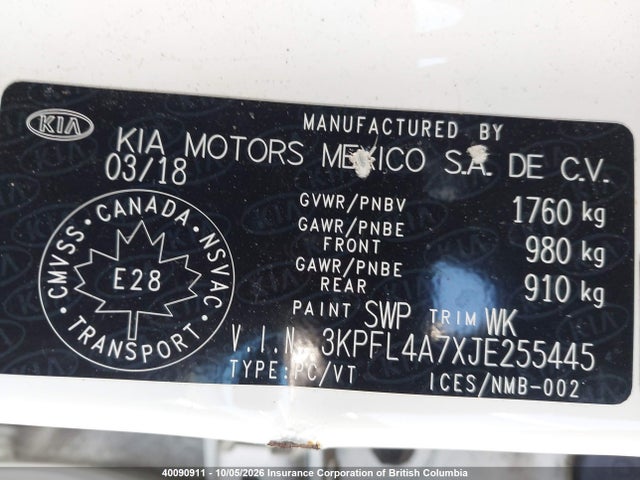 KIA Forte 2018 3KPFL4A7XJE255445 Image 9