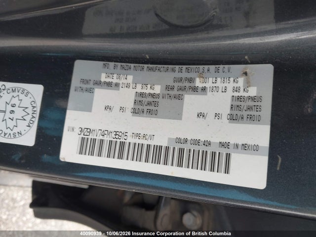 Продажа на аукционе авто 2015 Mazda 3 Touring, vin: 3MZBM1V74FM135915, номер лота: 40090939