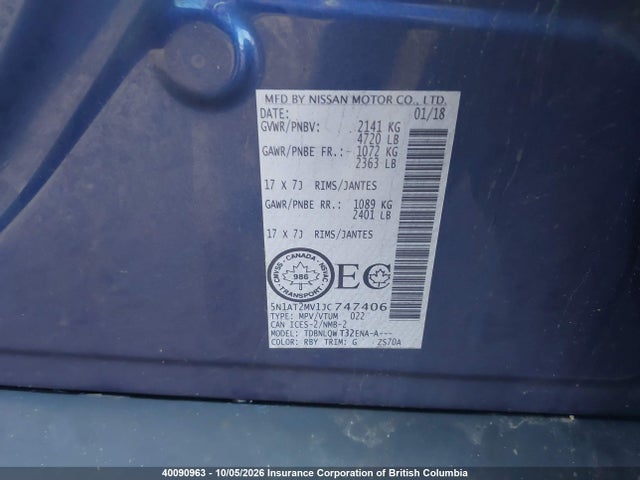 Nissan Rogue 2018 5N1AT2MV1JC747406 Image 9