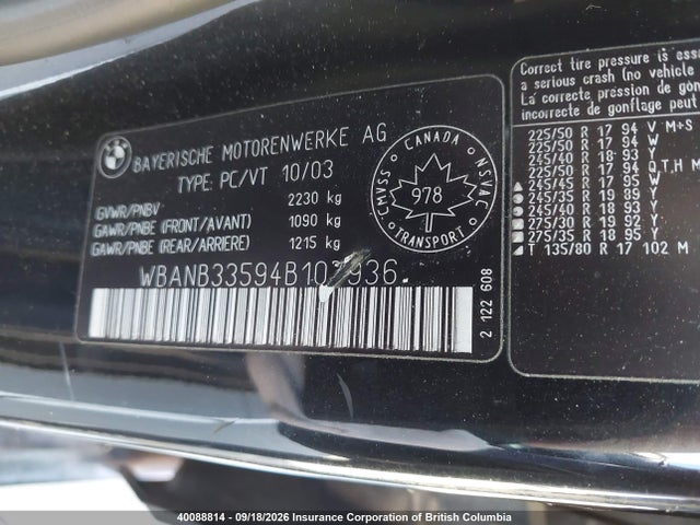 2004 Bmw 545 I მანქანა იყიდება აუქციონზე, vin: WBANB33594B107936, აუქციონის ნომერი: 40088814