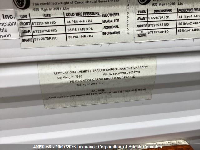 Продаж на аукціоні авто 2013 Coachmen Catalina, vin: 5ZT2CAWB5DT003753, номер лоту: 40090988