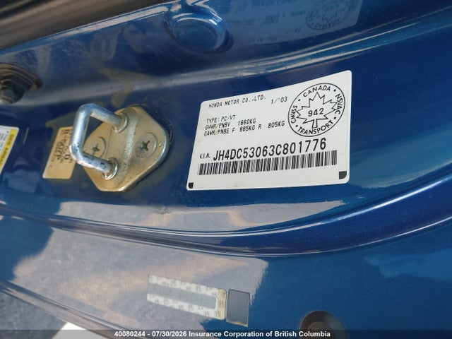 Aukcja sprzedaży 2003 Acura Rsx Type-s, vin: JH4DC53063C801776, numer aukcji: 40080244