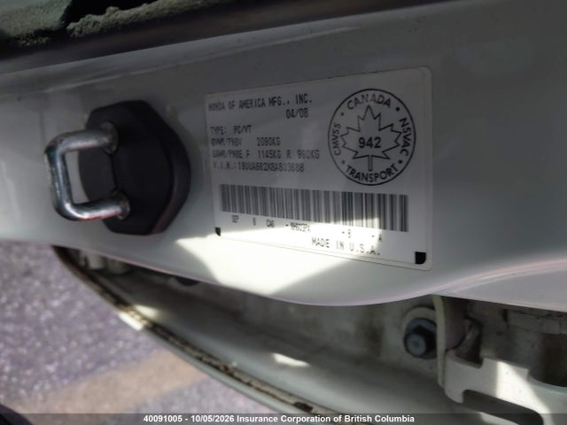 Aukcja sprzedaży 2008 Acura Tl, vin: 19UUA662X8A803688, numer aukcji: 40091005