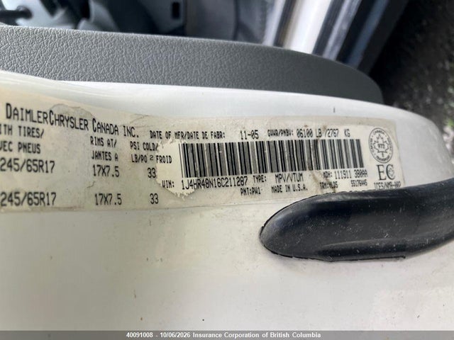 Продаж на аукціоні авто 2006 Jeep Grand Cherokee Laredo/columbia/freedom, vin: 1J4HR48N16C211287, номер лоту: 40091008