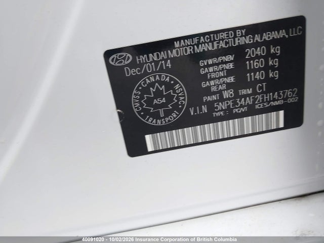 Продаж на аукціоні авто 2015 Hyundai Sonata Sport/limited, vin: 5NPE34AF2FH143762, номер лоту: 40091020
