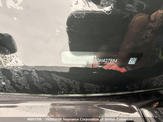 40091109 :رقم المزاد ، 2HGFC3B33GH427884 vin ، 2016 Honda Civic مزاد بيع