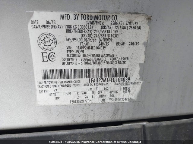 Ford Taurus Police Interceptor 2014 1FAHP2MT4EG104039 Image 9