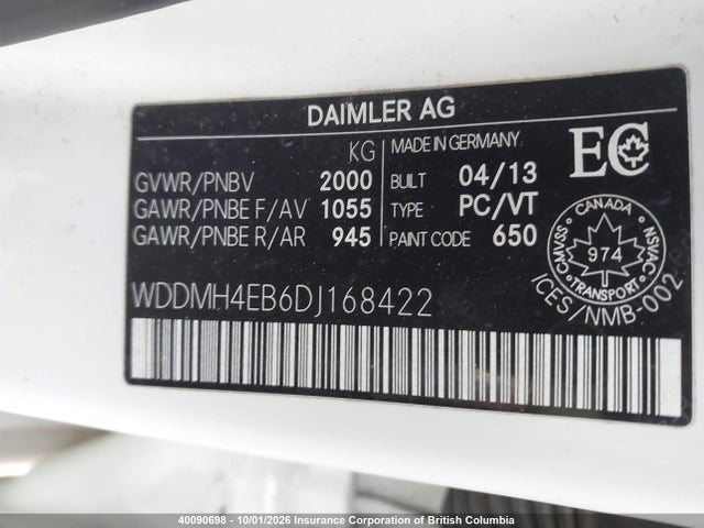 Aukcja sprzedaży 2013 Mercedes-benz B250, vin: WDDMH4EB6DJ168422, numer aukcji: 40090698