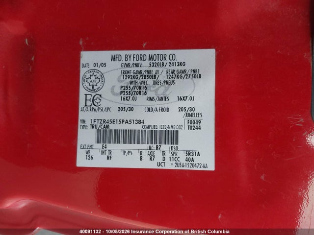 Продаж на аукціоні авто 2005 Ford Ranger Super Cab, vin: 1FTZR45E15PA51384, номер лоту: 40091132