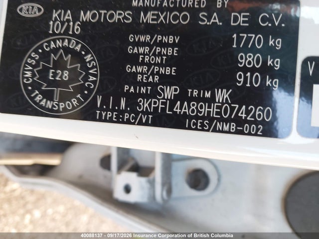 Продажа на аукционе авто 2017 Kia Forte Ex, vin: 3KPFL4A89HE074260, номер лота: 40088137