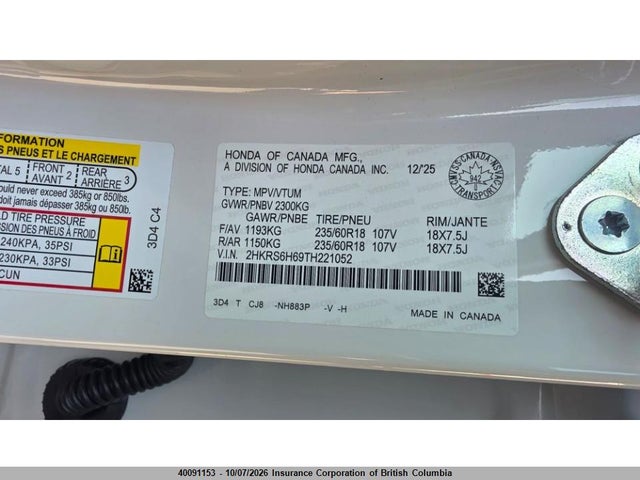 Aukcja sprzedaży 2026 Honda Cr-v, vin: 2HKRS6H69TH221052, numer aukcji: 40091153