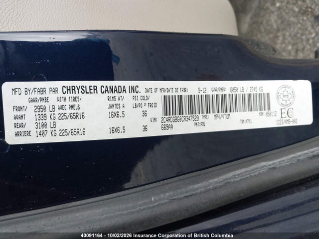 Aukcja sprzedaży 2012 Dodge Grand Caravan Se/sxt, vin: 2C4RDGBG0CR347529, numer aukcji: 40091164