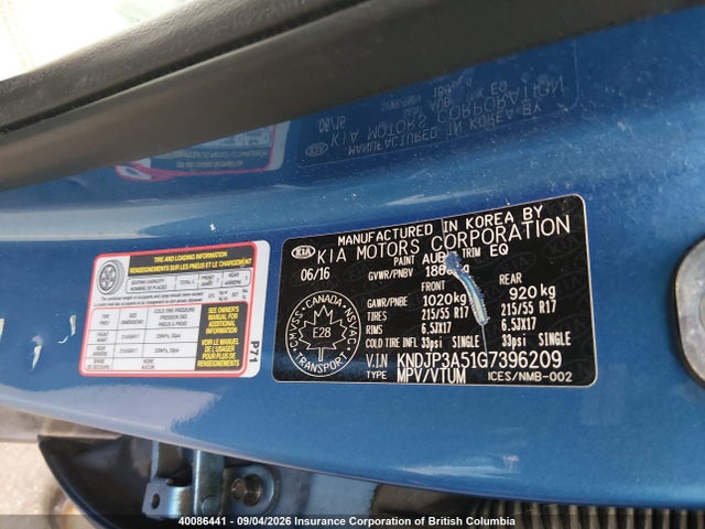 KIA SOUL + 2016 KNDJP3A51G7396209 Image 9